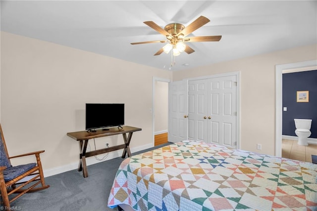 6707 Fegan Rd, Summerfield, NC 27358 - bedroom with carpet floors, a ceiling fan, and a closet