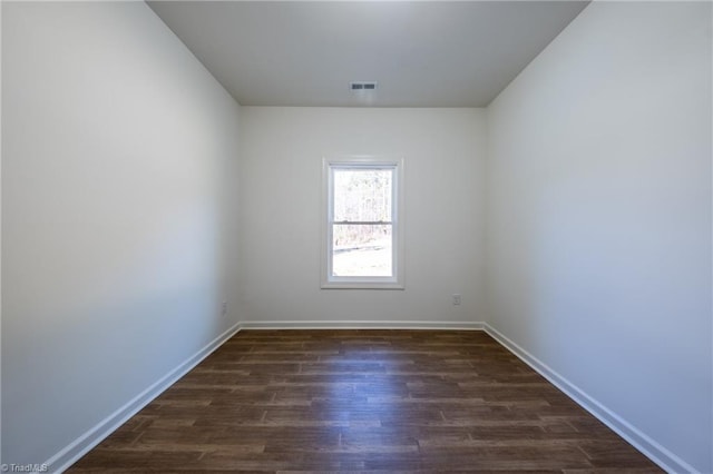 spare room featuring dark hardwood / wood-style flooring