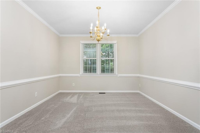 4 Beech Grove Ct, Greensboro, NC 27455 - carpeted empty room with a chandelier, crown molding, and baseboards