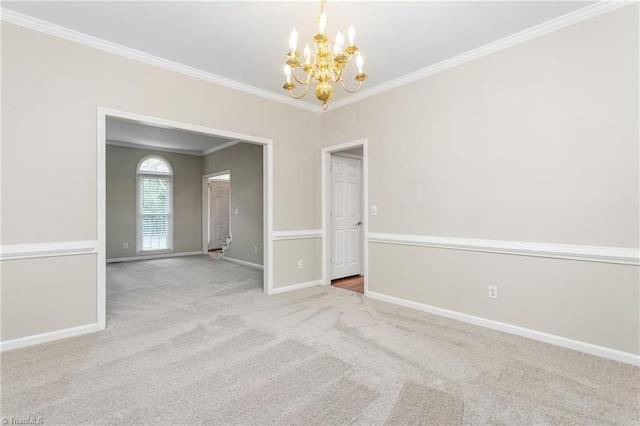 4 Beech Grove Ct, Greensboro, NC 27455 - carpeted spare room with a chandelier, ornamental molding, and baseboards
