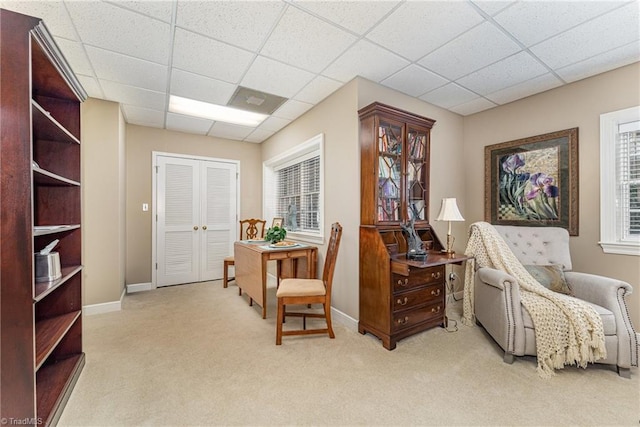 1312 Gilbrook Ct, High Point, NC 27262 - living area with a drop ceiling, carpet, and baseboards