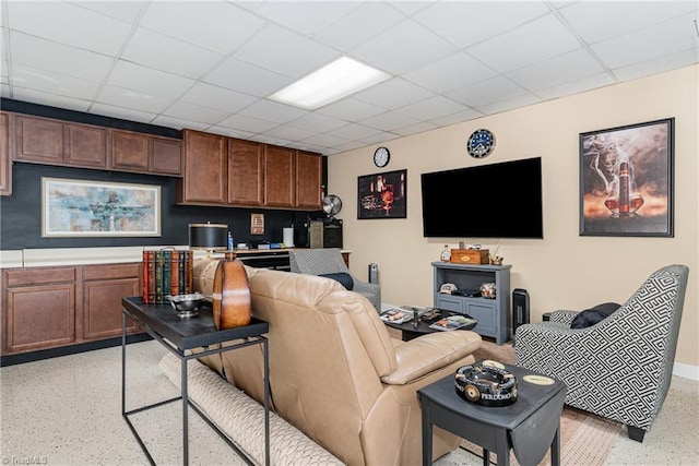 1312 Gilbrook Ct, High Point, NC 27262 - living area with dark aggregate flooring and a paneled ceiling