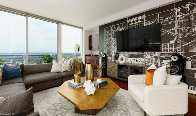 living room with wood finished floors