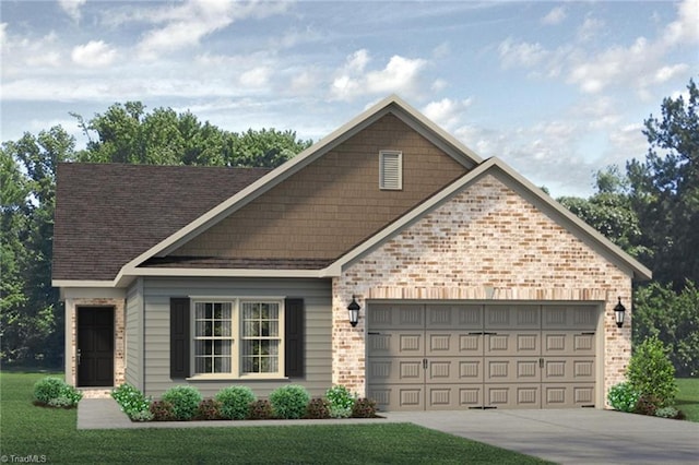 1926 Darrell Dr Lot 13, Graham, NC 27253 - view of front of property featuring a garage, driveway, and brick siding