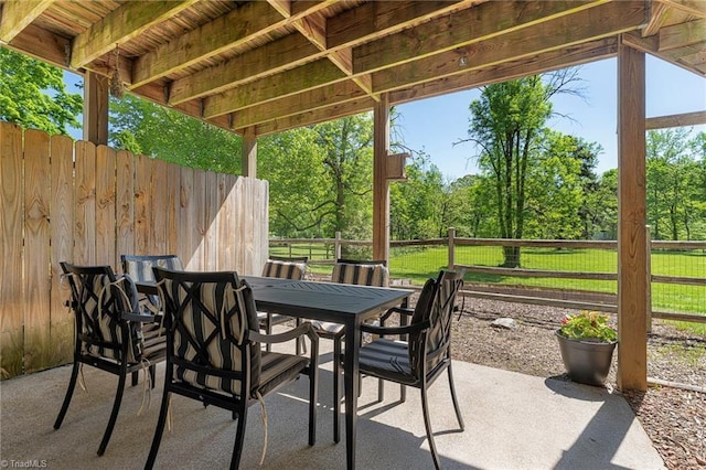 view of patio / terrace with fence and outdoor dining space