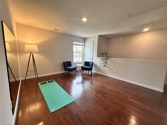 unfurnished room with dark hardwood / wood-style floors