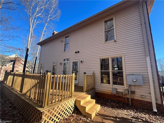 rear view of house featuring a wooden deck