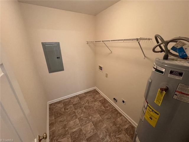 8 Franklinwood Dr, Greensboro, NC 27401 - laundry area with electric panel, washer hookup, electric dryer hookup, electric water heater, and baseboards