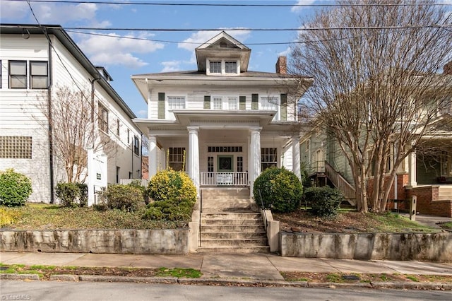 view of front of property with a porch