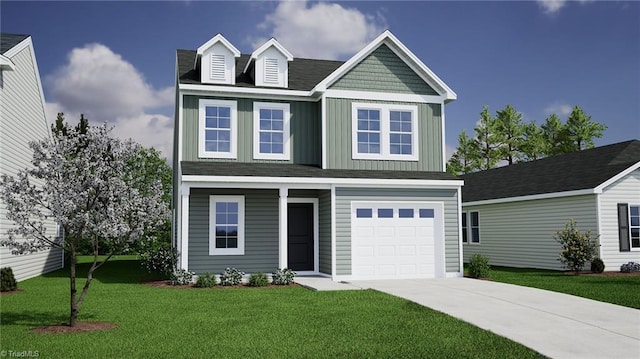 516 Raspberry Hill Rd, Winston-Salem, NC 27106 - view of front of property with driveway, a garage, a front lawn, and board and batten siding
