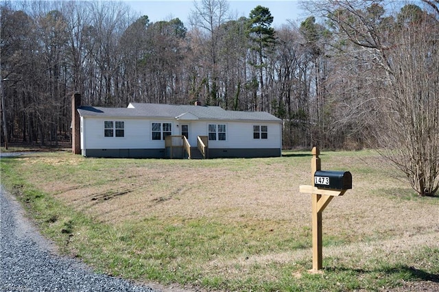 1473 Briarcliff Dr, Asheboro, NC 27205 - view of front of home featuring crawl space, a view of trees, and a front lawn