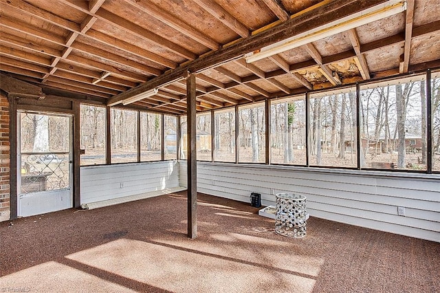 view of unfurnished sunroom