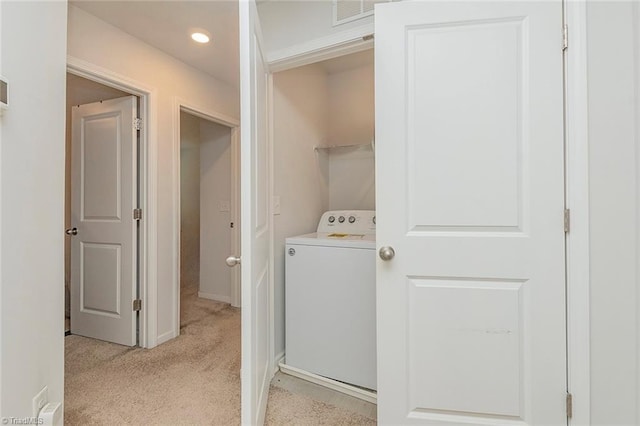 1272 Adrian Ct, Mebane, NC 27302 - laundry area with washer / clothes dryer, light carpet, recessed lighting, and baseboards