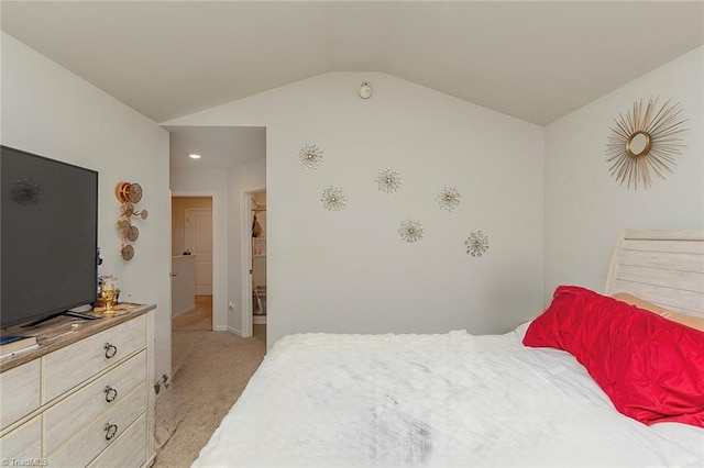 1272 Adrian Ct, Mebane, NC 27302 - bedroom with light carpet, vaulted ceiling, and baseboards