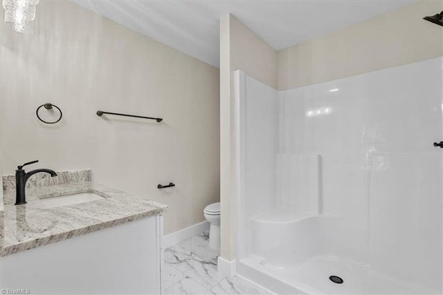 3077 Little Creek Dr, Thomasville, NC 27360 - full bathroom featuring marble look tile flooring, vanity, and a shower