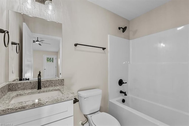 3077 Little Creek Dr, Thomasville, NC 27360 - full bath with vanity, shower / bathtub combination, and ceiling fan