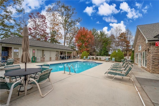 view of pool featuring a patio