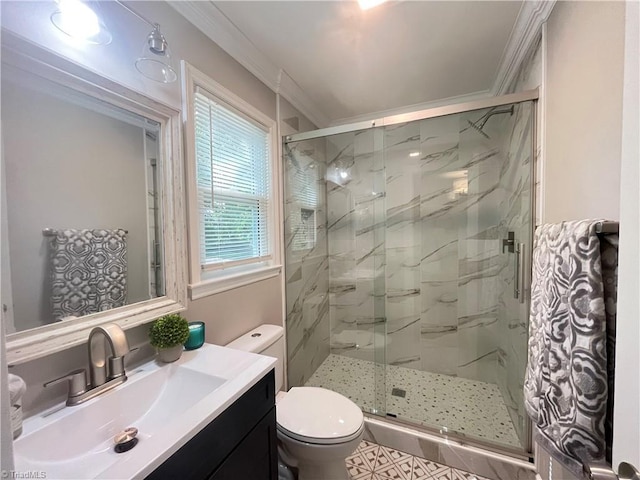 100 Petree Rd, Winston-Salem, NC 27106 - full bathroom with a marble finish shower, vanity, and ornamental molding