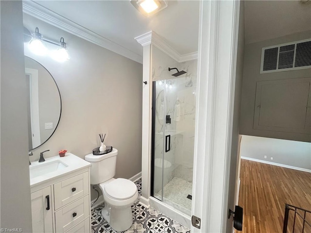 100 Petree Rd, Winston-Salem, NC 27106 - full bath with a shower stall, vanity, and ornamental molding