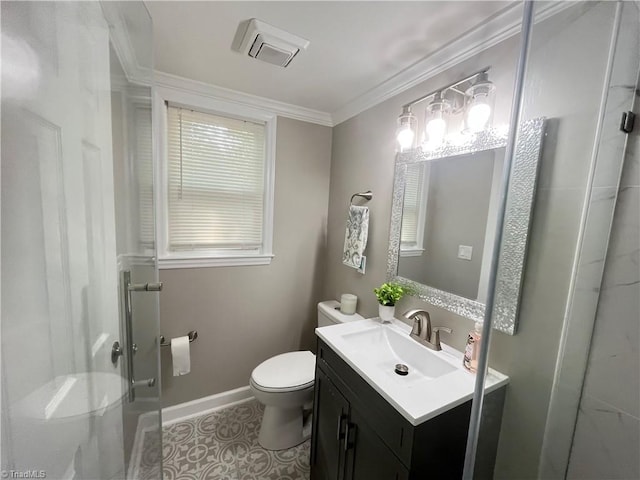 100 Petree Rd, Winston-Salem, NC 27106 - bathroom featuring a shower stall, vanity, tile patterned flooring, and crown molding