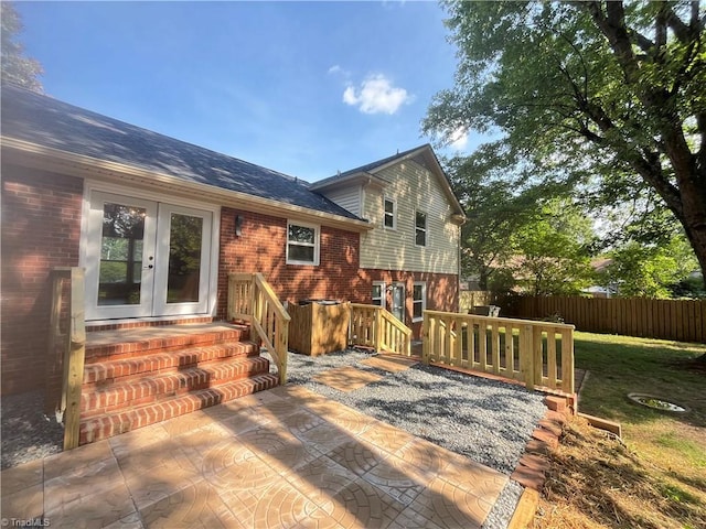 100 Petree Rd, Winston-Salem, NC 27106 - wooden deck with french doors, a patio, and entry steps