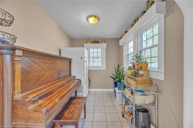 1109 Wildwood Rd NE, Lenoir, NC 28645 - doorway featuring plenty of natural light, arched walkways, baseboards, light tile patterned floors, and a textured ceiling