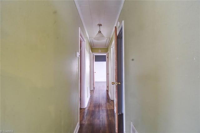 hall with dark hardwood / wood-style flooring