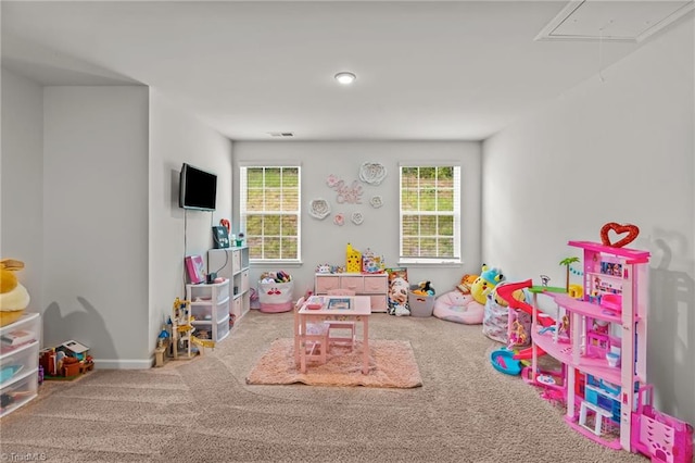 371 Royce Dr, Winston-Salem, NC 27107 - recreation room featuring attic access, baseboards, plenty of natural light, and carpet