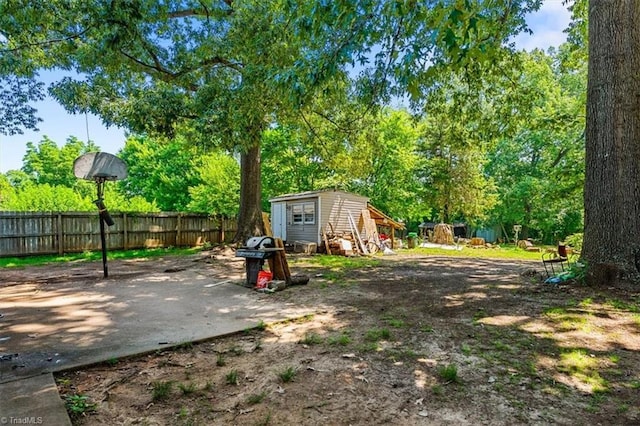 803 Buckner St, Graham, NC 27253 - view of yard with a storage shed and view of wooded area