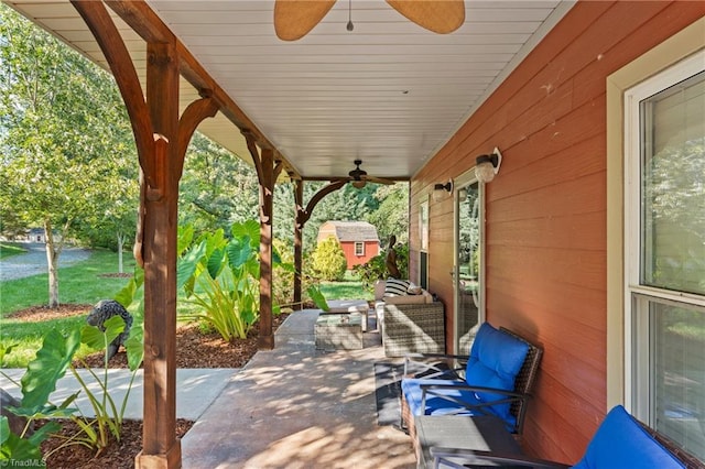 2108 Glenside Dr, Greensboro, NC 27405 - view of patio / terrace with ceiling fan and an outdoor structure