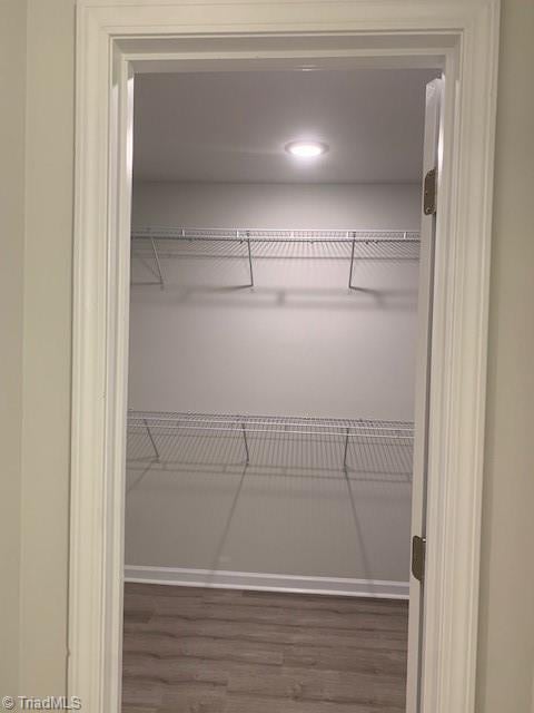 walk in closet featuring hardwood / wood-style floors