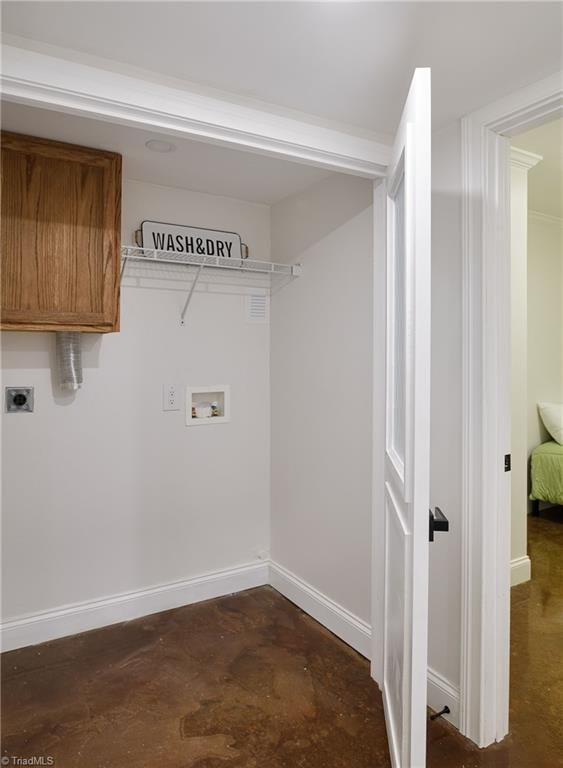 laundry area with washer hookup and hookup for an electric dryer