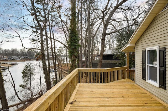 view of snow covered deck