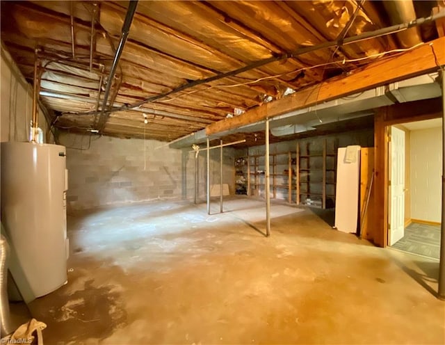 basement with water heater