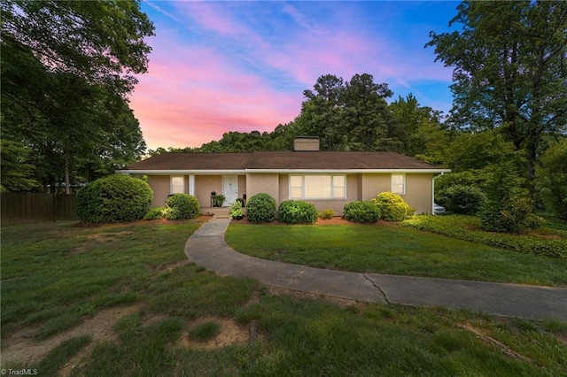 1805 Guilford College Rd, Jamestown, NC 27282 - ranch-style house featuring a chimney and stucco siding
