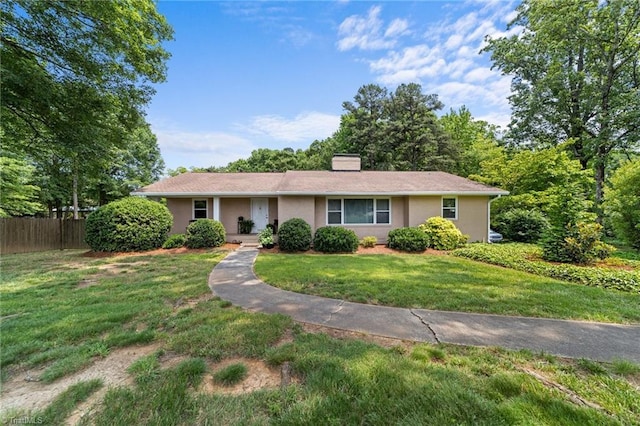 1805 Guilford College Rd, Jamestown, NC 27282 - single story home with a chimney and stucco siding