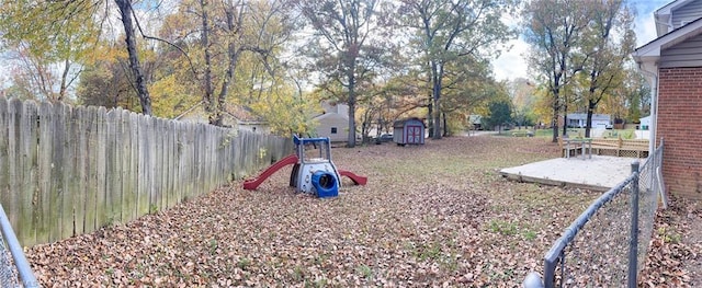 view of yard with a playground