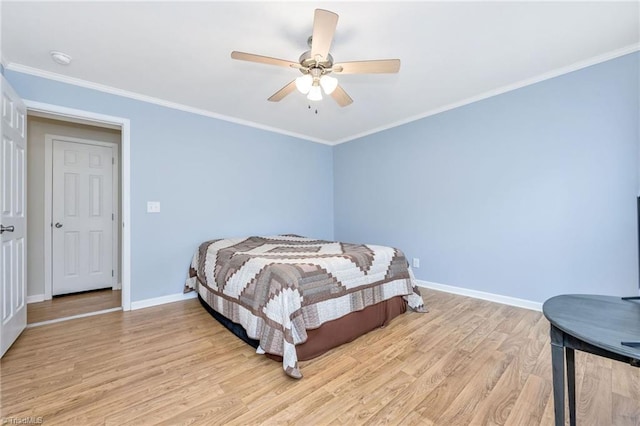 78 Arnies Ln, Sparta, NC 28675 - bedroom featuring light wood-style floors, baseboards, ceiling fan, and ornamental molding