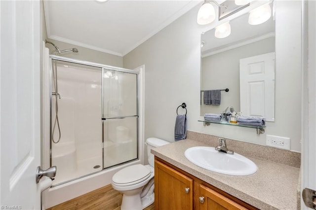 78 Arnies Ln, Sparta, NC 28675 - full bath featuring a shower stall, vanity, ornamental molding, and toilet