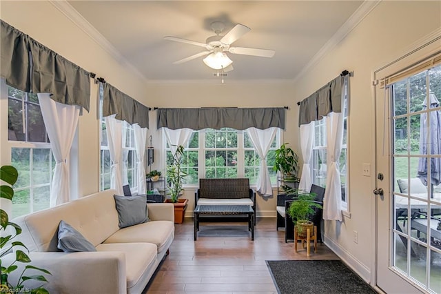 4116 Branch Point Ct, Pfafftown, NC 27040 - sunroom featuring crown molding and wood finished floors
