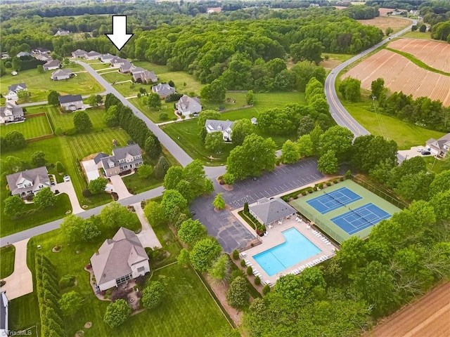 aerial view with a residential view