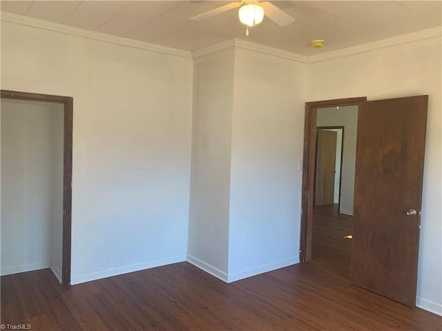 744 Caleb St, Eden, NC 27288 - unfurnished room featuring ceiling fan, wood finished floors, ornamental molding, and baseboards