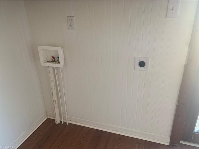 744 Caleb St, Eden, NC 27288 - washroom featuring washer hookup, hookup for an electric dryer, dark wood finished floors, and baseboards
