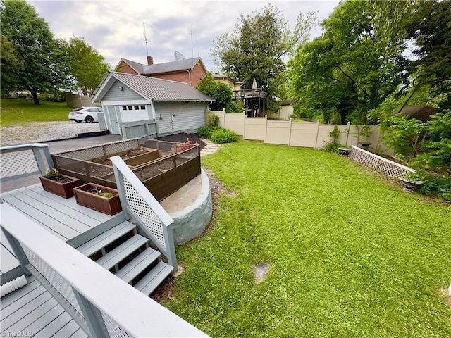 216 Rawley Ave, Mount Airy, NC 27030 - view of yard with a vegetable garden, a detached garage, and an outbuilding