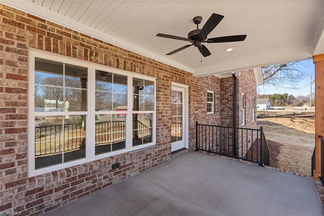 view of patio / terrace with a ceiling fan