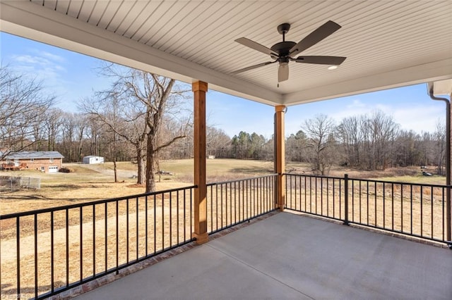 view of patio / terrace featuring ceiling fan