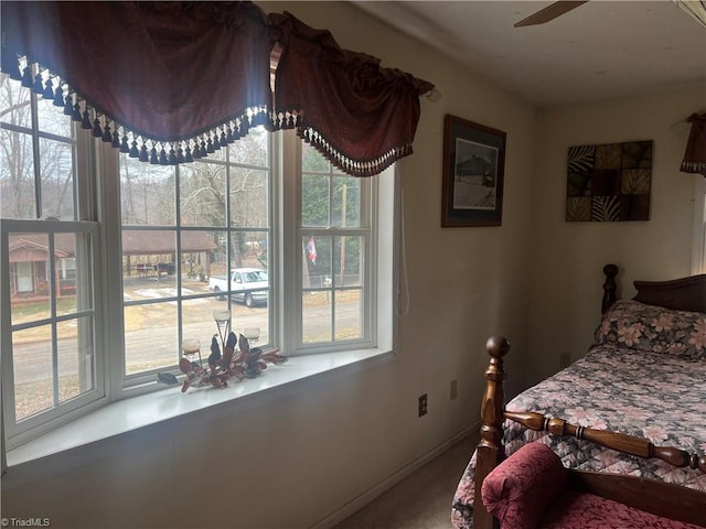 bedroom featuring ceiling fan