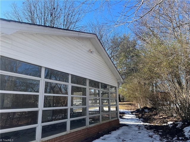 view of snow covered exterior