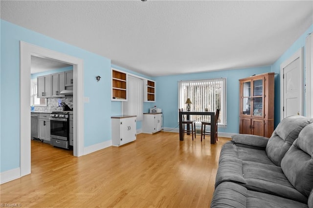 living room with light wood-type flooring