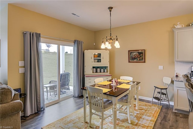 416 Bryson Blvd, Lexington, NC 27295 - dining space featuring a chandelier and dark wood-style flooring